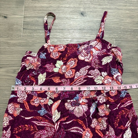 Old Navy Mini Swing Cami Tiered Dress Size M Sleeveless Burgundy Floral Tropical - Picture 5 of 7